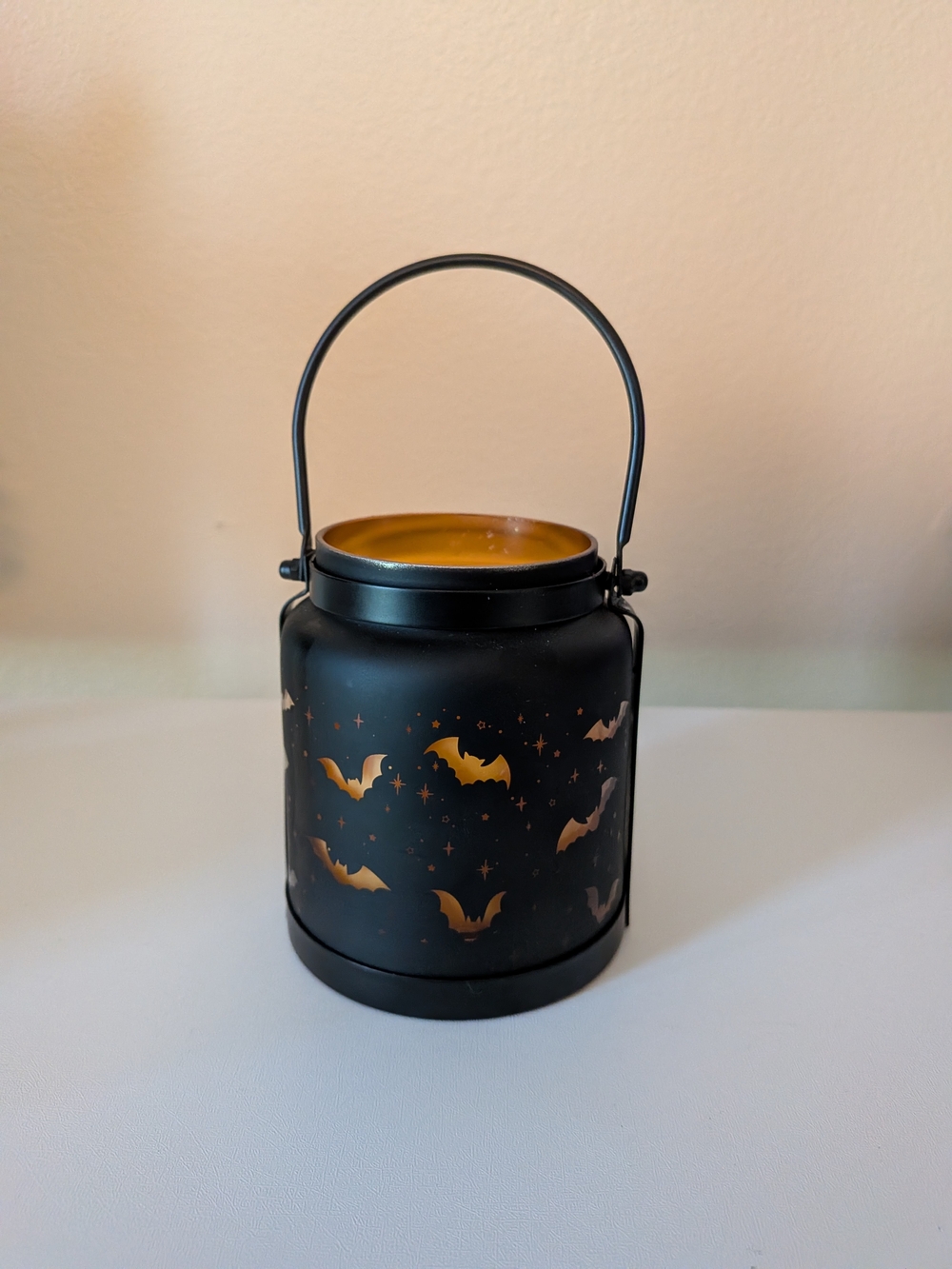 Charmed Aroma Halloween Bat Lantern Candle - Black & Gold Cutout
